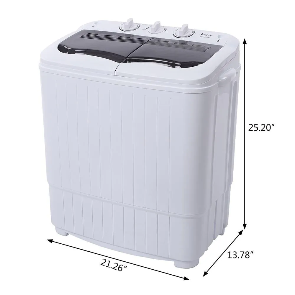 14.3 lbs Portable Mini Washing Machine Twin Tub Compact Laundry Machine with Drain Pump