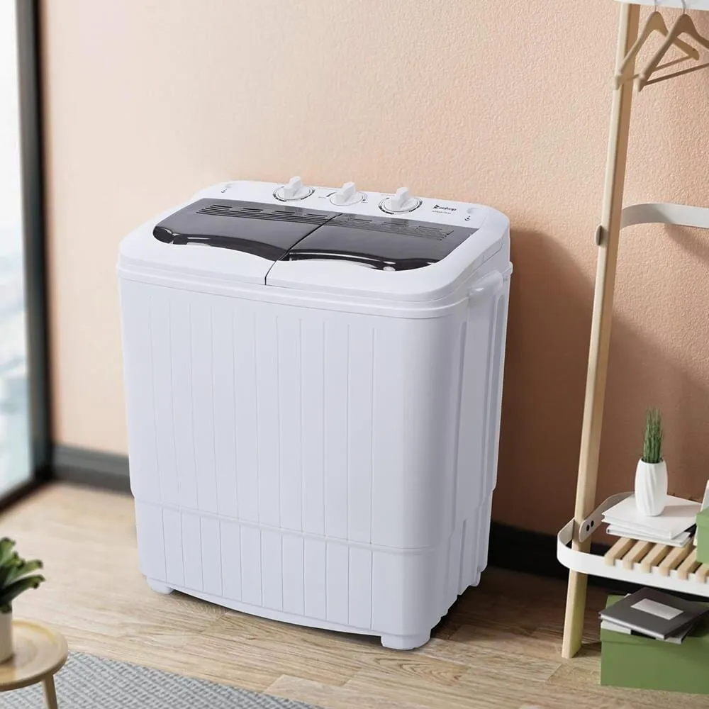 14.3 lbs Portable Mini Washing Machine Twin Tub Compact Laundry Machine with Drain Pump