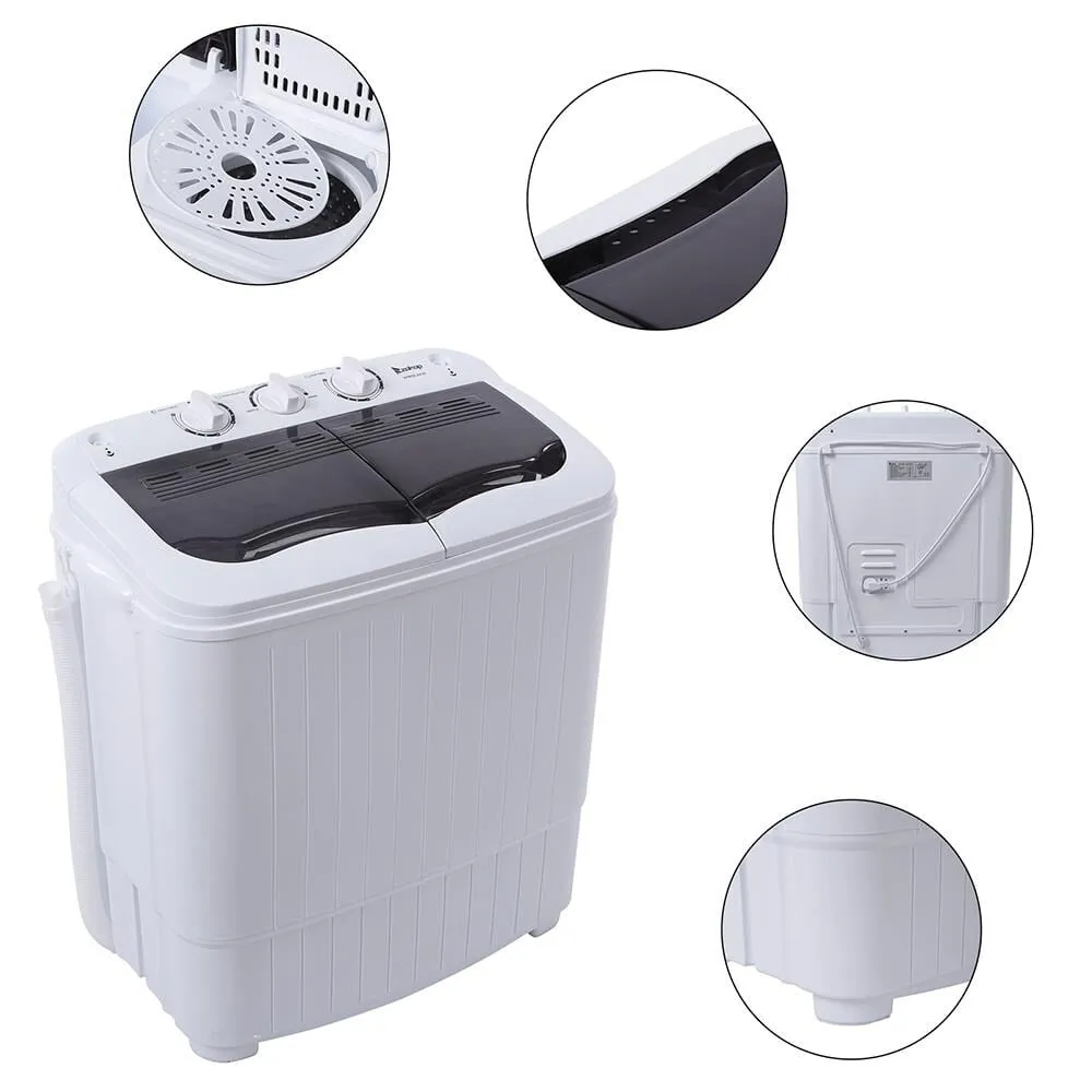 14.3 lbs Portable Mini Washing Machine Twin Tub Compact Laundry Machine with Drain Pump