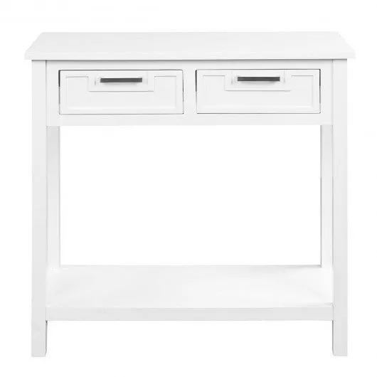 2 Drawers Accent Console Entryway Storage Shelf-White