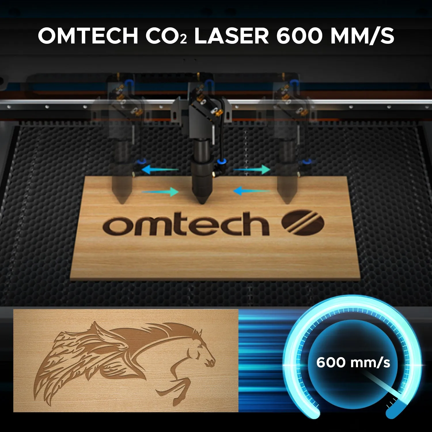 60W CO2 Laser Cutter and Engraver with 700x500mm Engraving Area | Turbo-756