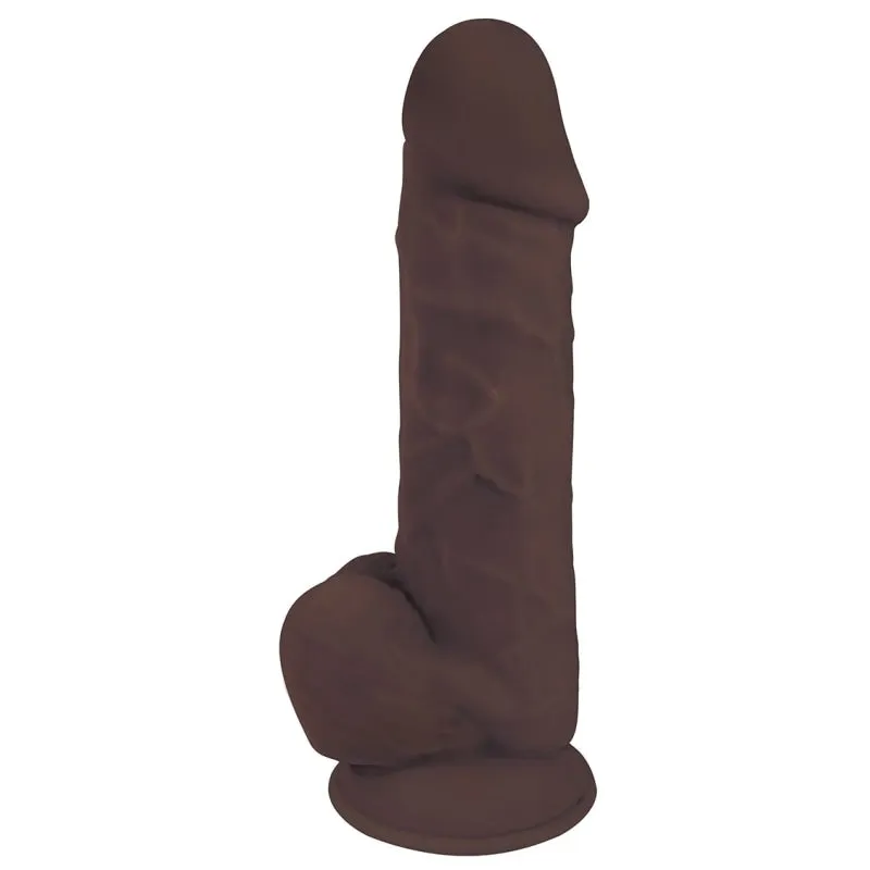 8 Inch Fleshstixxx Silicone Dildo With Balls - Chocolate