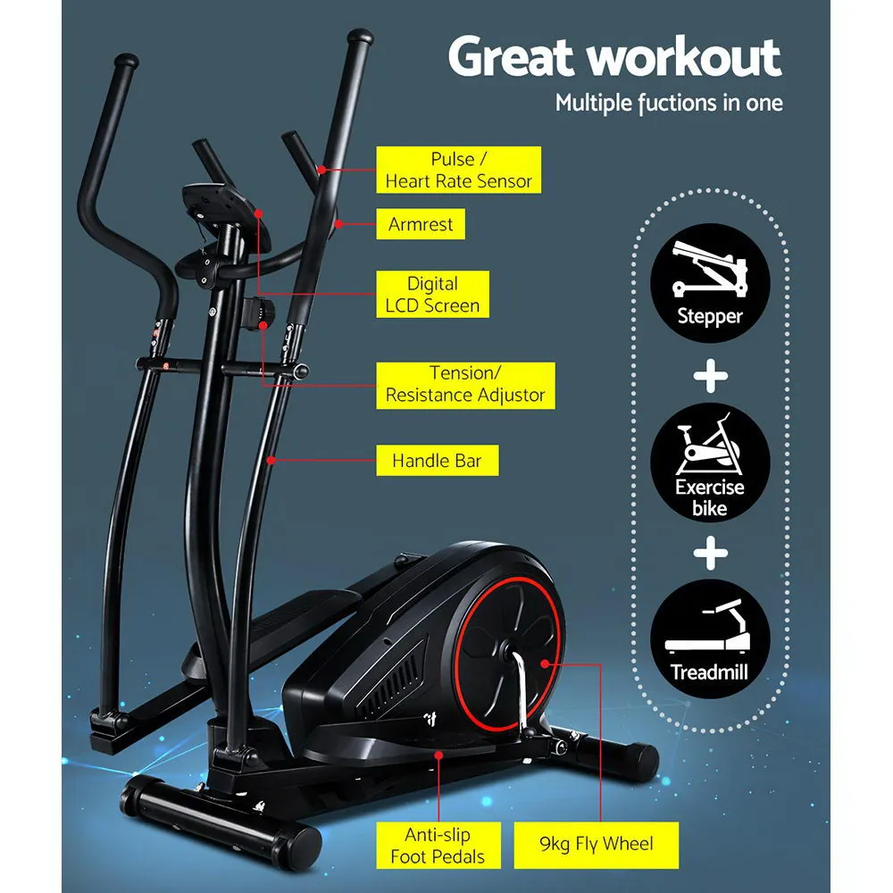 Adjustable 8-Level Elliptical Cross Trainer Bike | Everfit