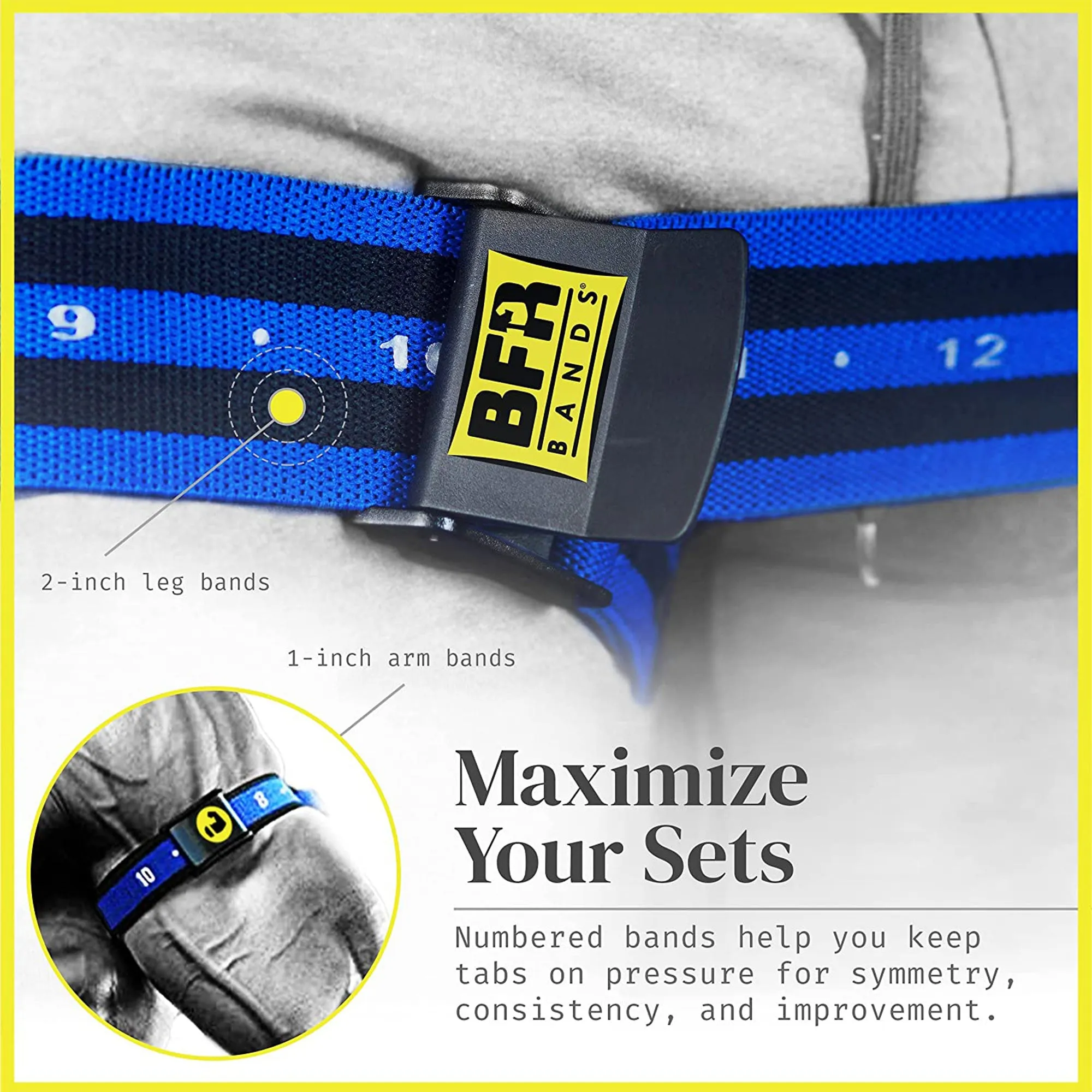 BFR BANDS Blood Flow Restriction Band for Arms, Legs, Glutes, Pro Bundle 4 Pack