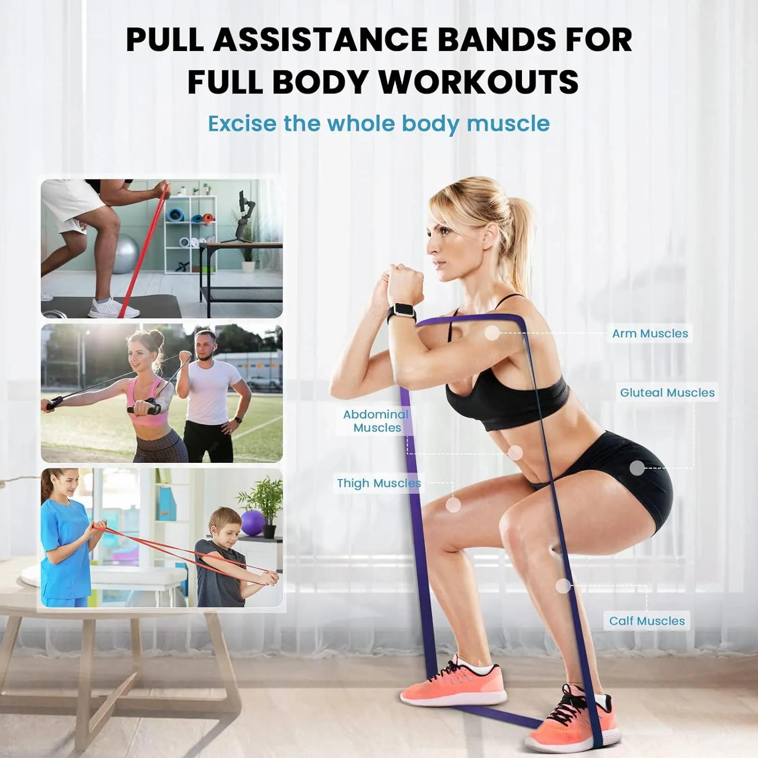 BOB AND BRAD Resistance Bands for Legs and Butt, Pull up Bands Set