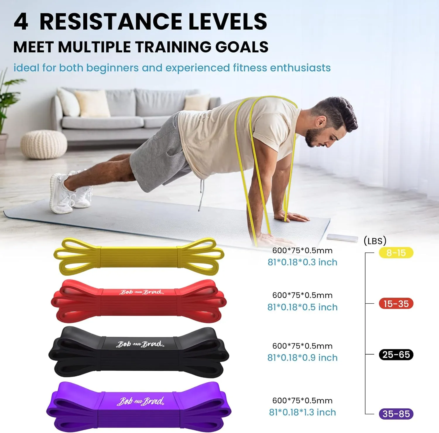 BOB AND BRAD Resistance Bands for Legs and Butt, Pull up Bands Set