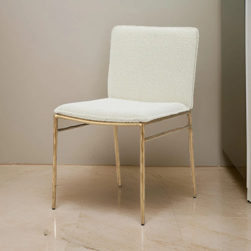 Cid Abby 19 Inch Side Dining Chair, Off White, Brass Gold Finished Legs By Casagear Home