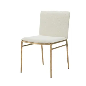 Cid Abby 19 Inch Side Dining Chair, Off White, Brass Gold Finished Legs By Casagear Home