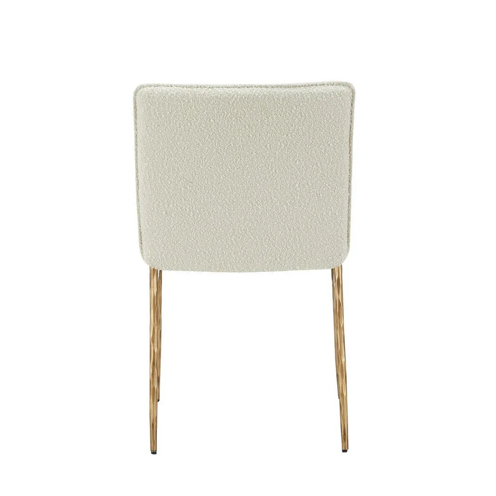 Cid Abby 19 Inch Side Dining Chair, Off White, Brass Gold Finished Legs By Casagear Home