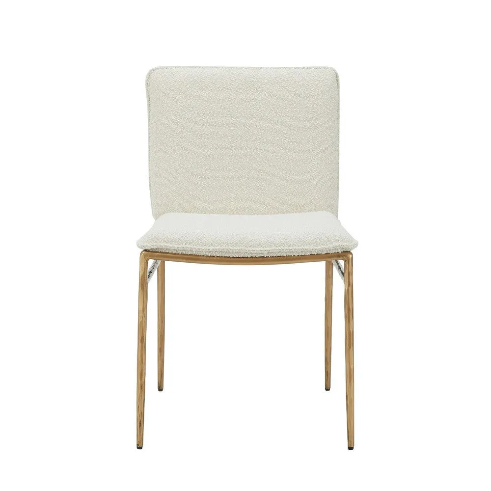 Cid Abby 19 Inch Side Dining Chair, Off White, Brass Gold Finished Legs By Casagear Home