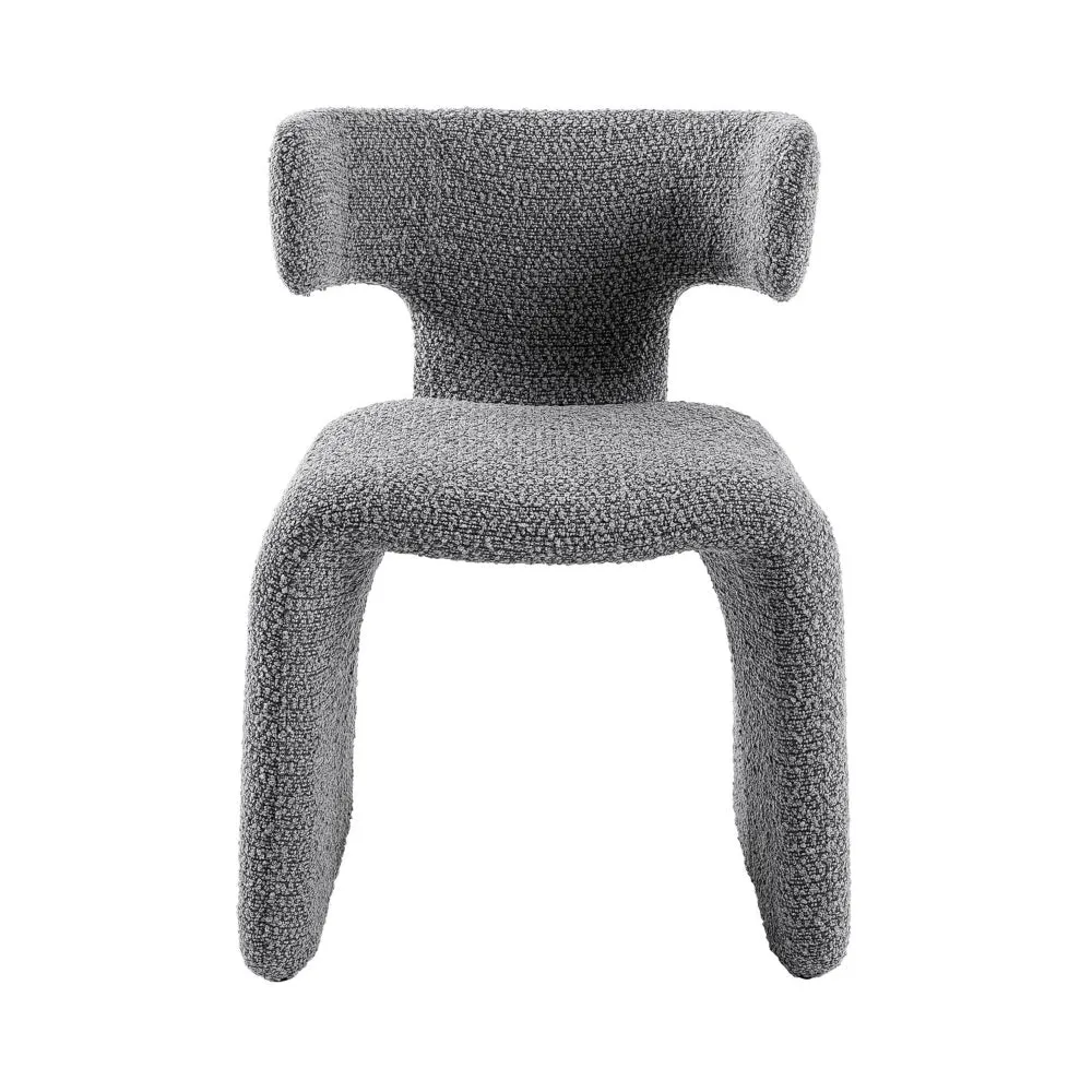 Cid Fiu 22 Inch Dining Chair, Curved Wingback, Gray Textured Polyester By Casagear Home