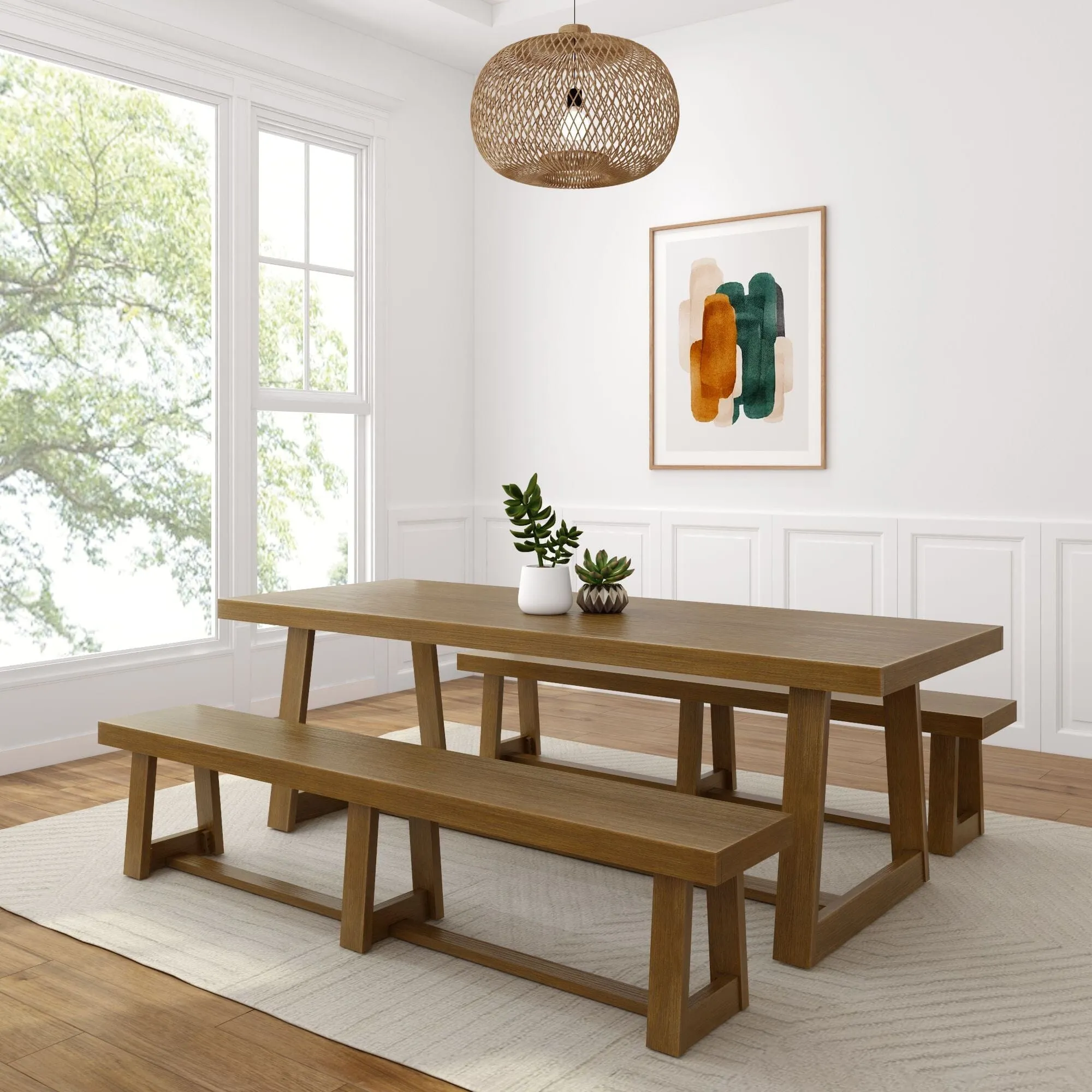 Classic Dining Set with Benches - 94"