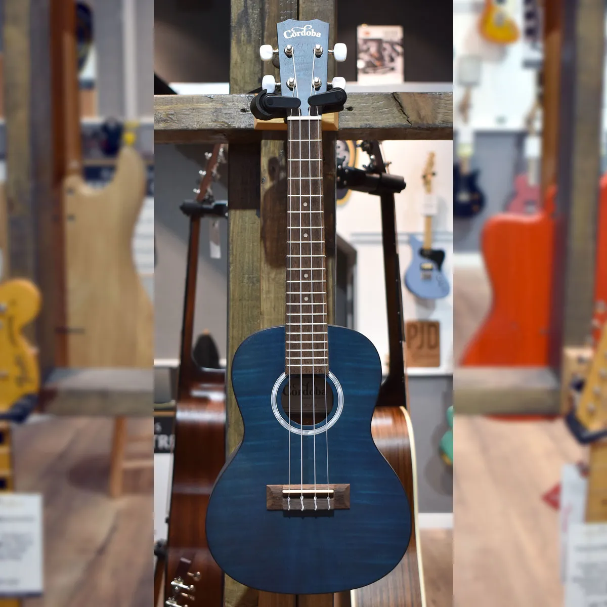 Cordoba 15CFM Concert Flamed Mahogany Sapphire Blue Ukulele