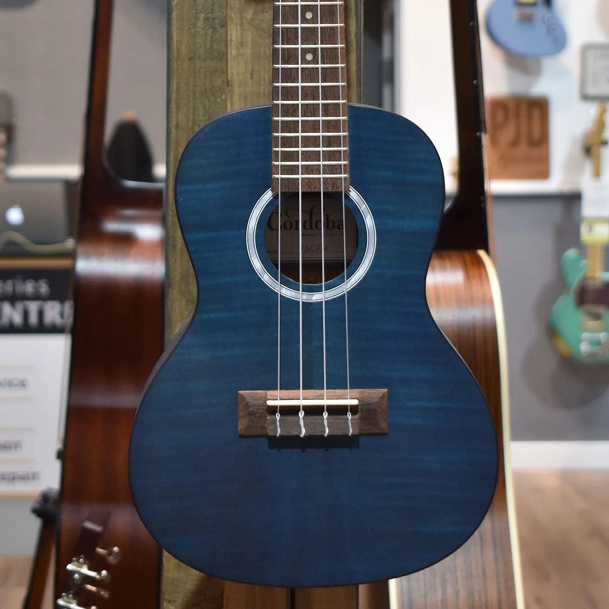 Cordoba 15CFM Concert Flamed Mahogany Sapphire Blue Ukulele