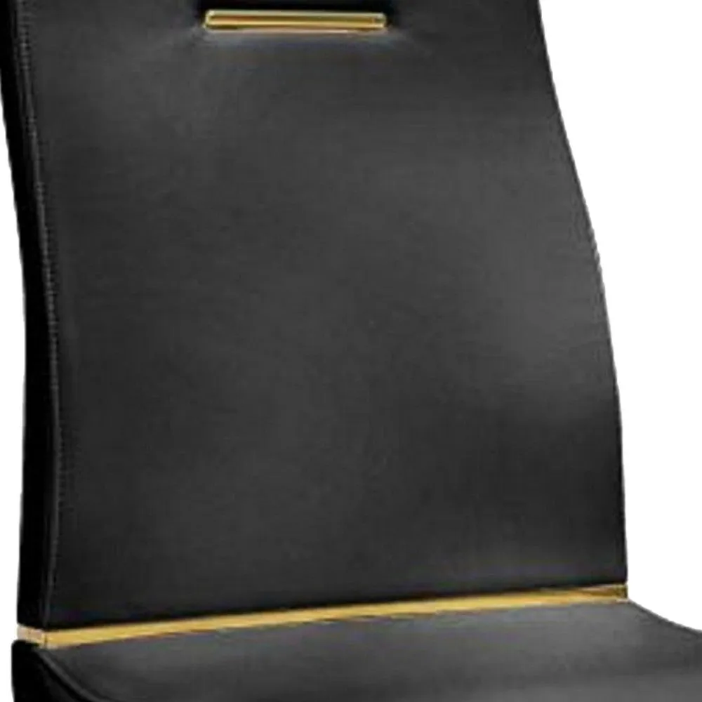 Gyn 17 Inch Dining Chair Set of 2, Cantilever Base, Black Gold Faux Leather By Casagear Home