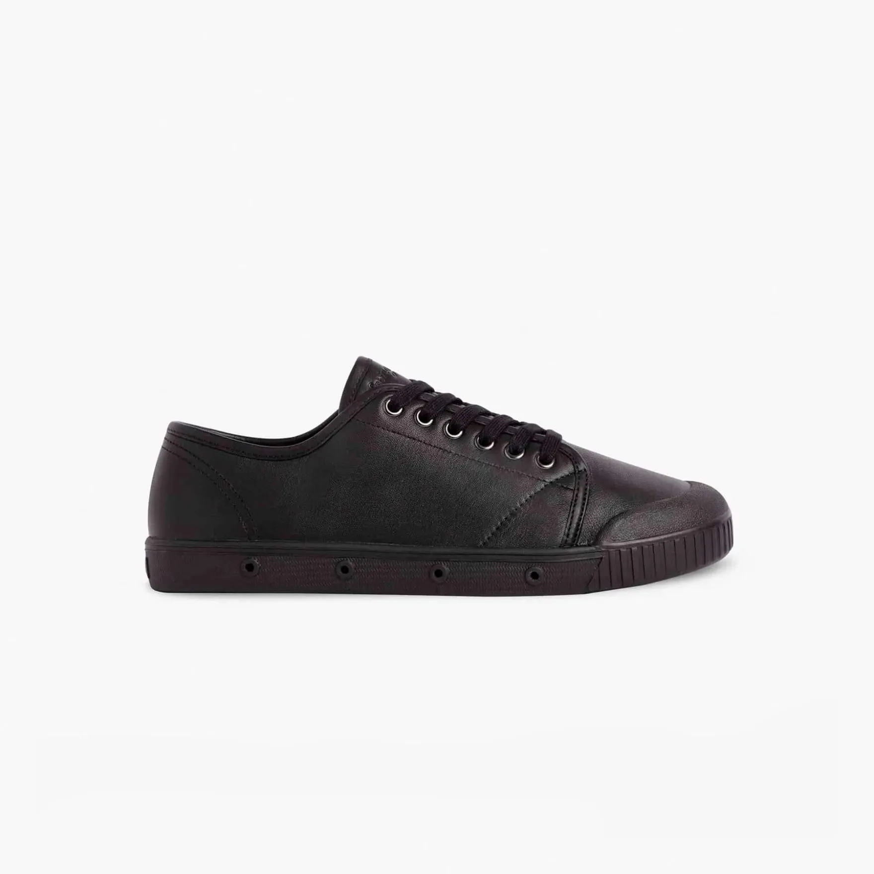 Low Top Leather Trainers in Black