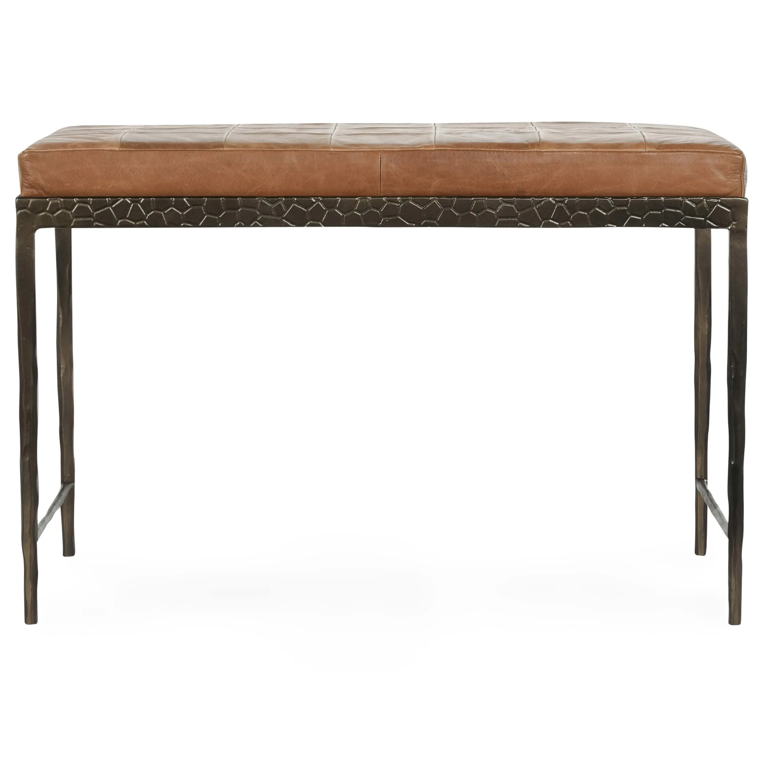 Malo Leather Bench, Chestnut