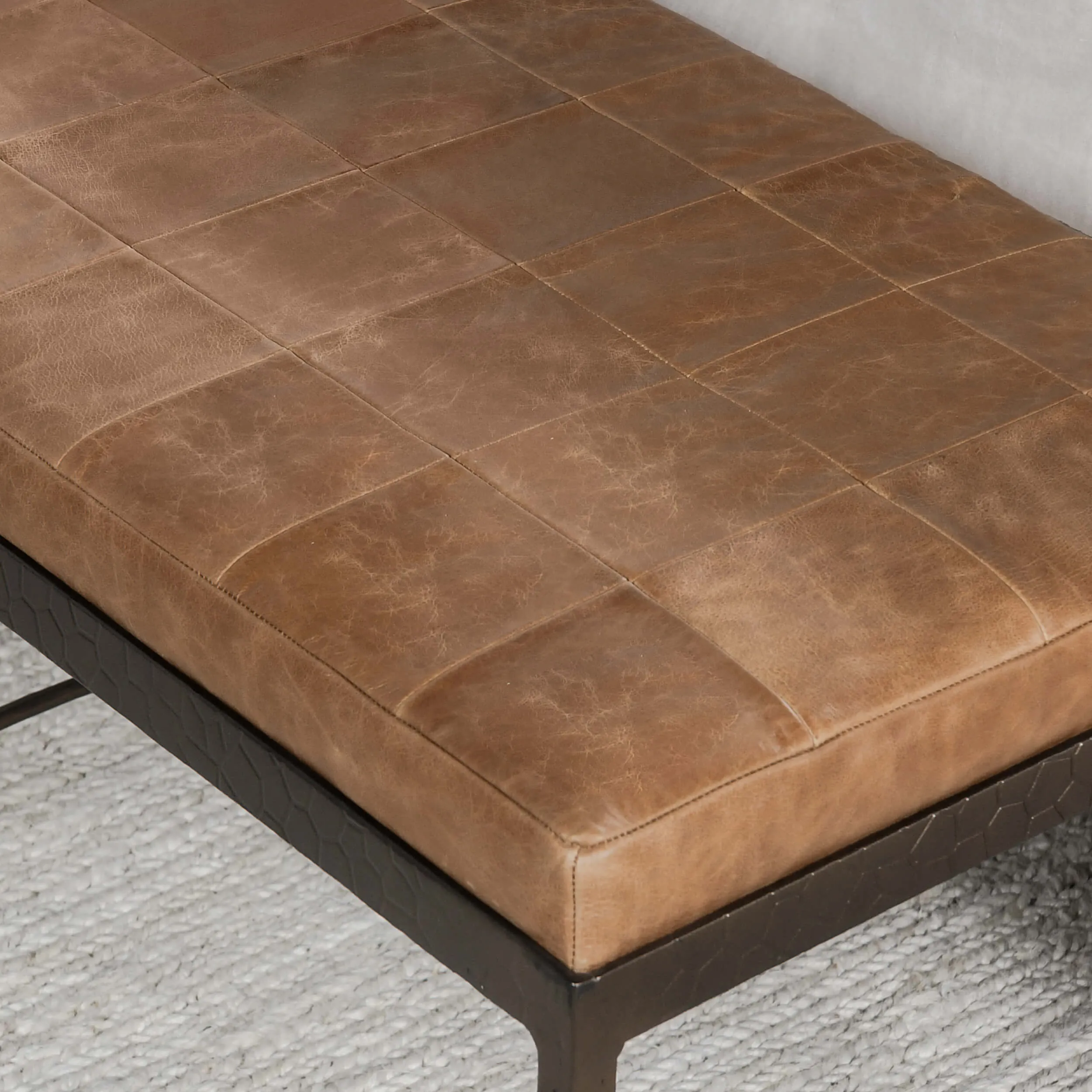 Malo Leather Bench, Chestnut