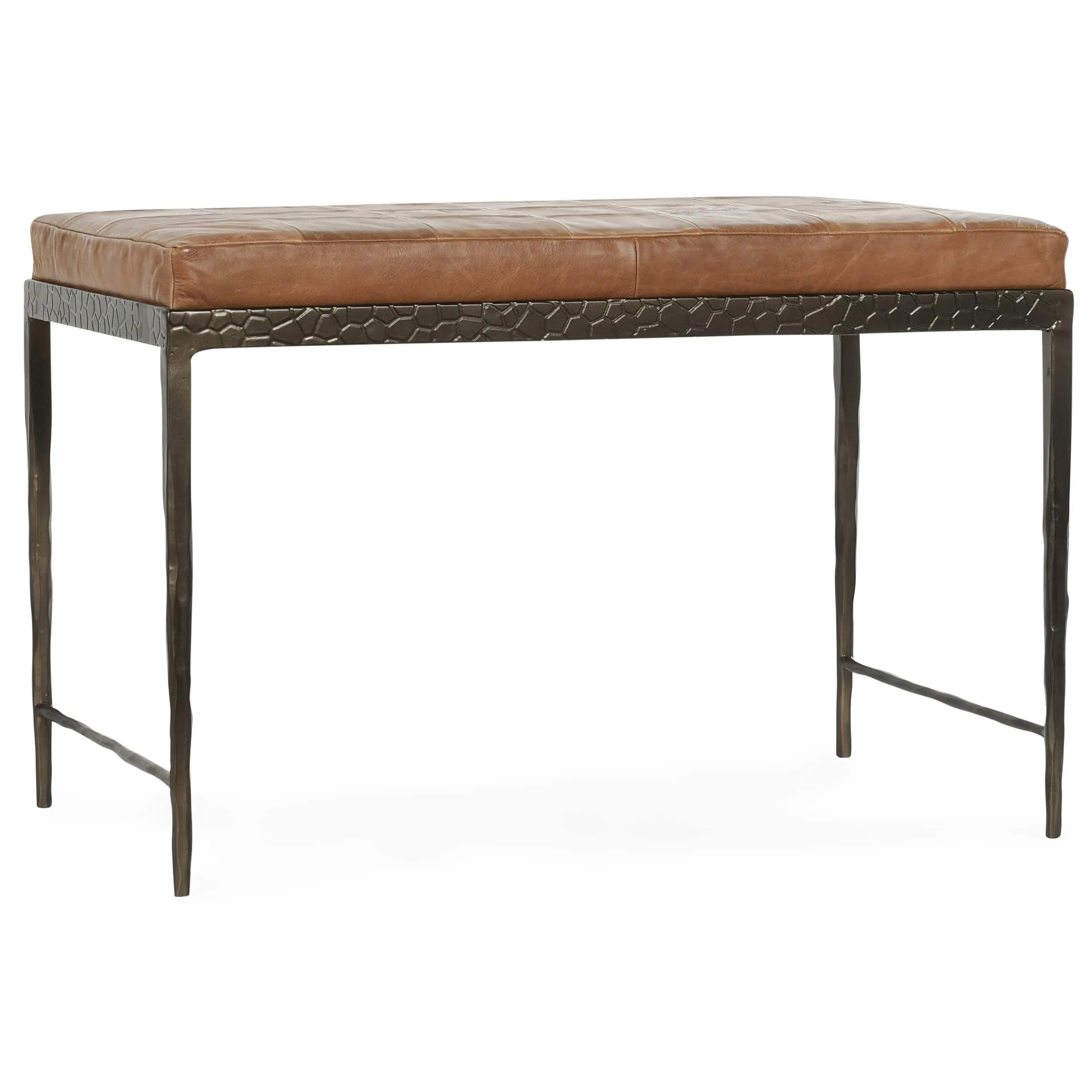 Malo Leather Bench, Chestnut