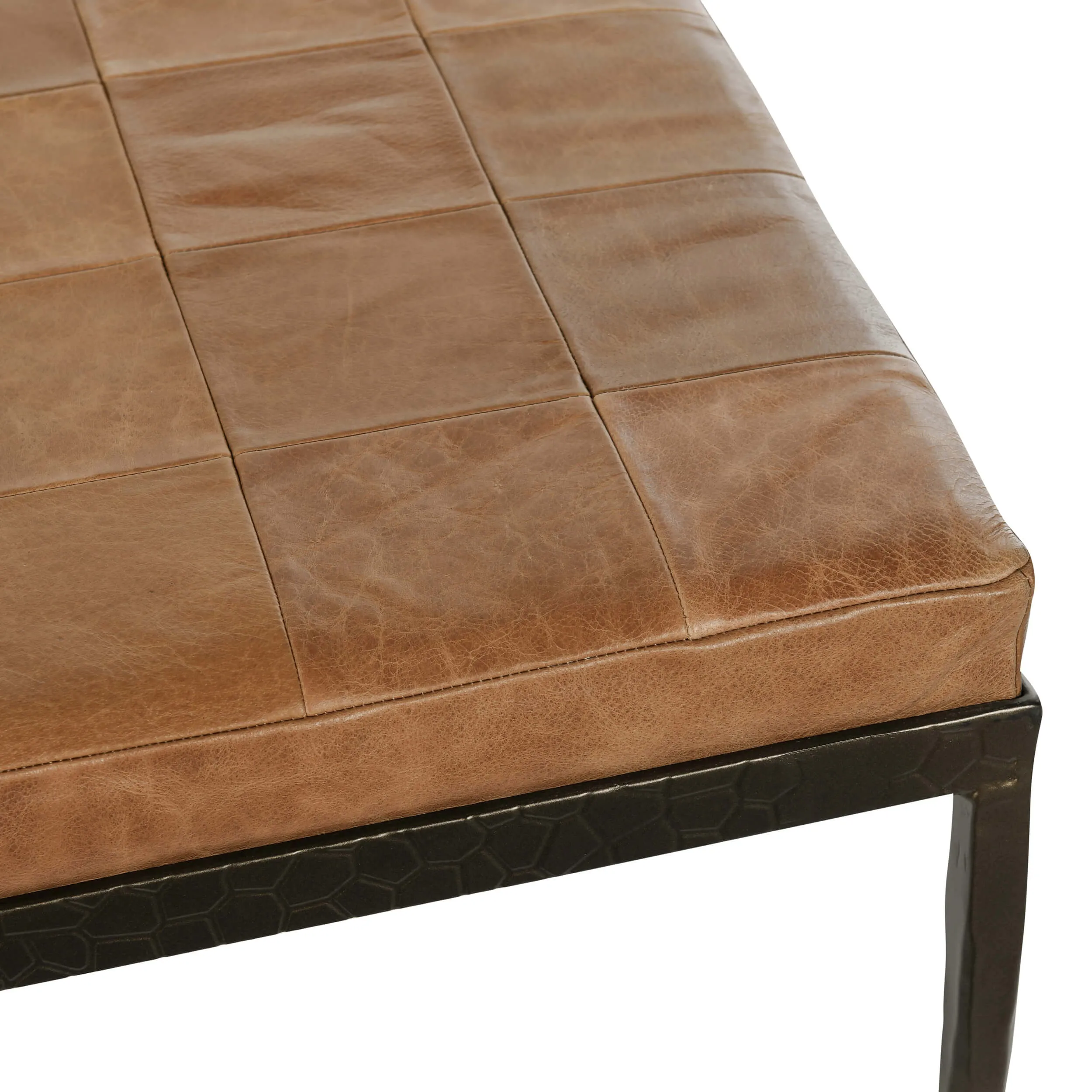 Malo Leather Bench, Chestnut