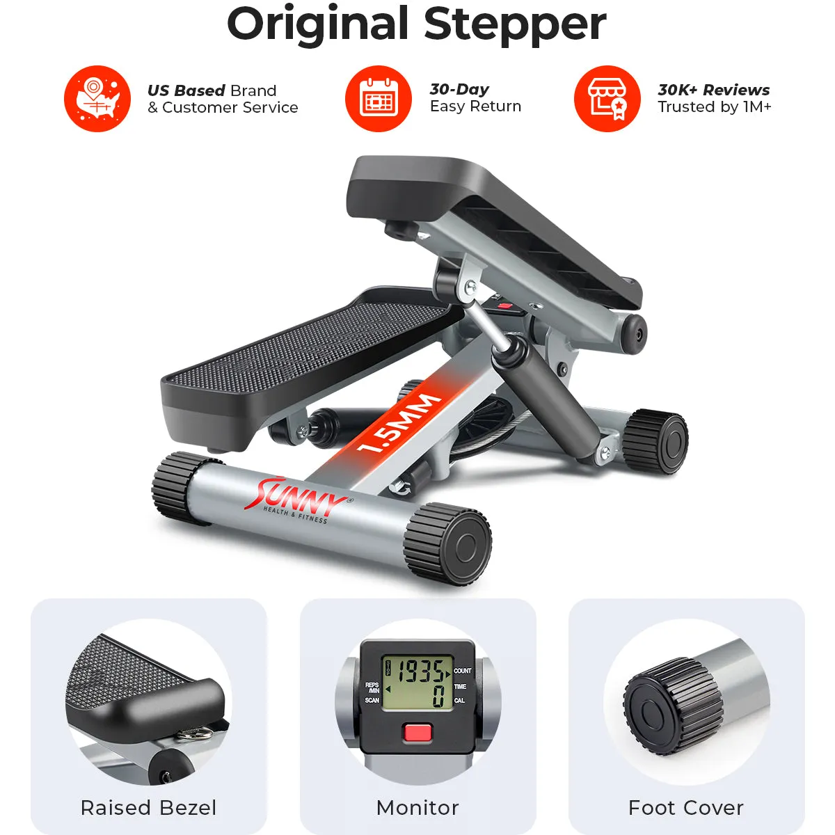 Mini Stepper with Resistance Bands Step Machine w/ LCD Monitor