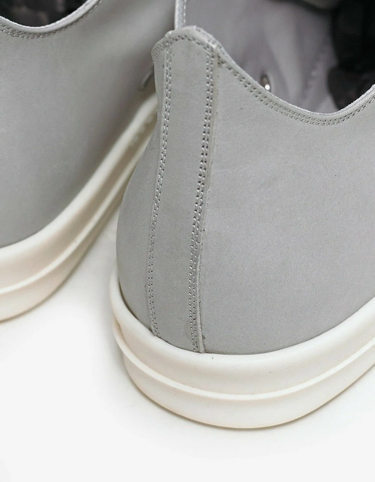 Pearl Grey Leather Low Trainers