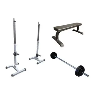 Portable Training  Rack Bench Bar Weight Combo (package)