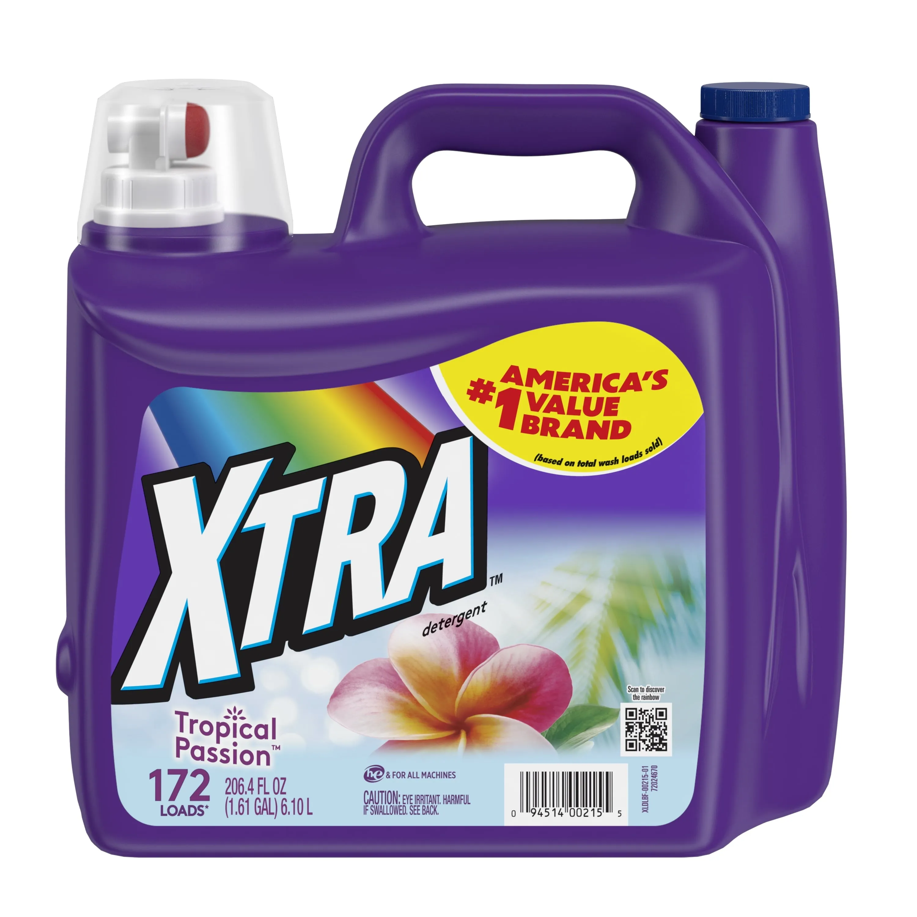 Xtra Tropical Passion, 172 Loads Liquid Laundry Detergent, 206.4 fl oz